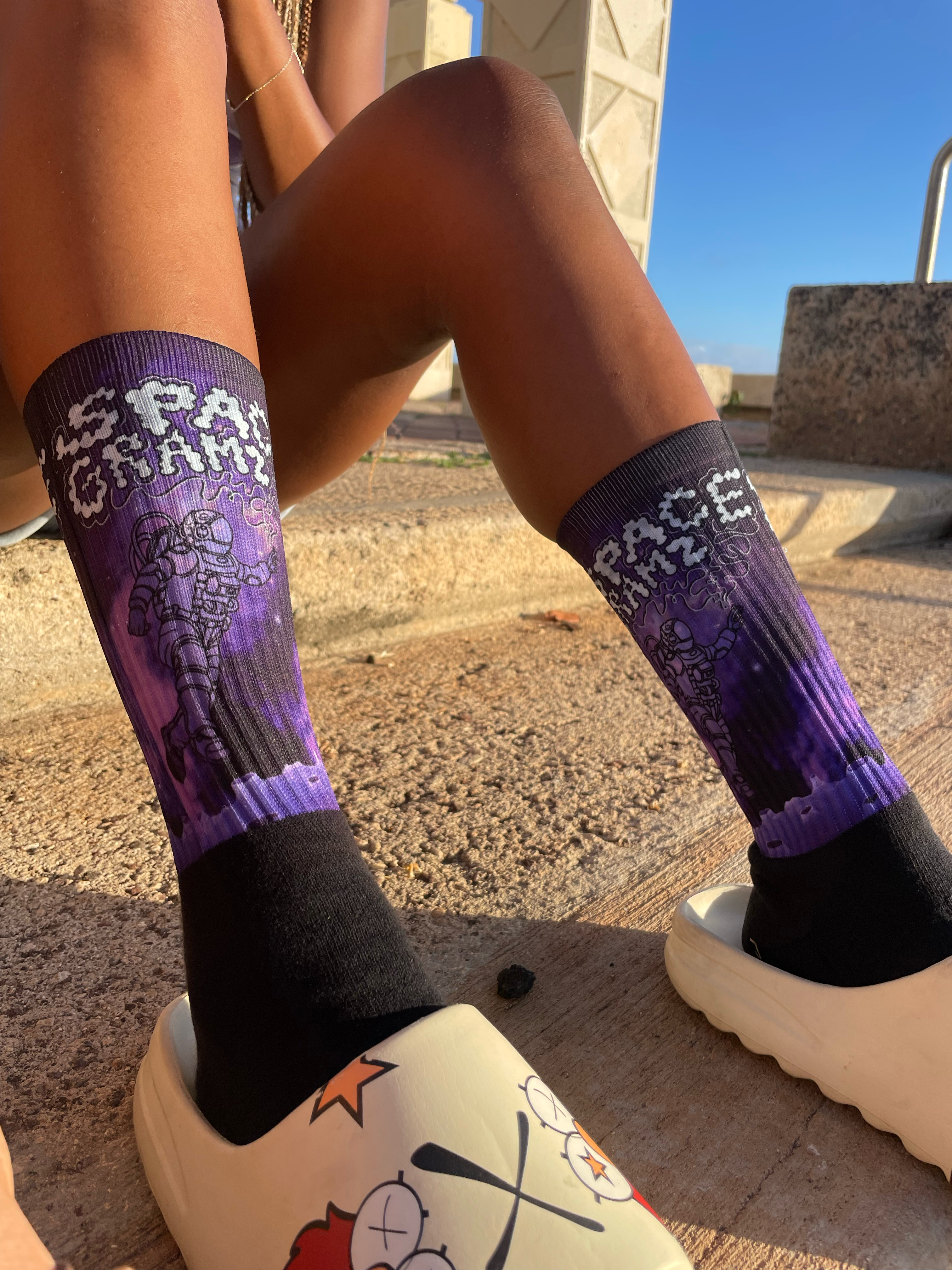 Moon Crew Socks - Purple
